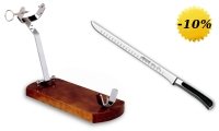 Ham holder, knife and sharpener