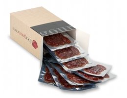 Open box of Cecina de León Feblame (smoked cured beef) - 100-gram Pack