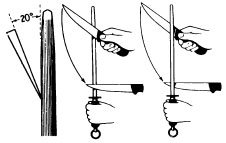 Colocación del cuchillo para su afilado con chaira