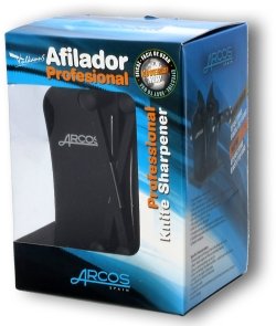 Arcos Vulkanus sharpener, in its plastic-covered cardboard box