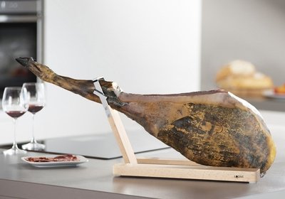 A jamon in a Lojamonero S ham stand