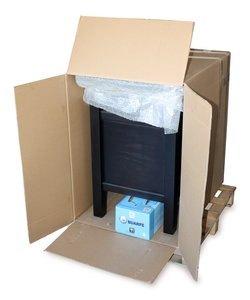 Buarfe ham carving table ready to be shipped on a pallet